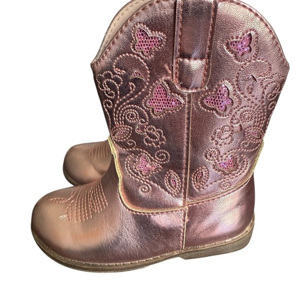Jellypop Kids Pink Metallic Butterfly Cowgirl Boots Toddler Size 6 - Picture 4 of 7